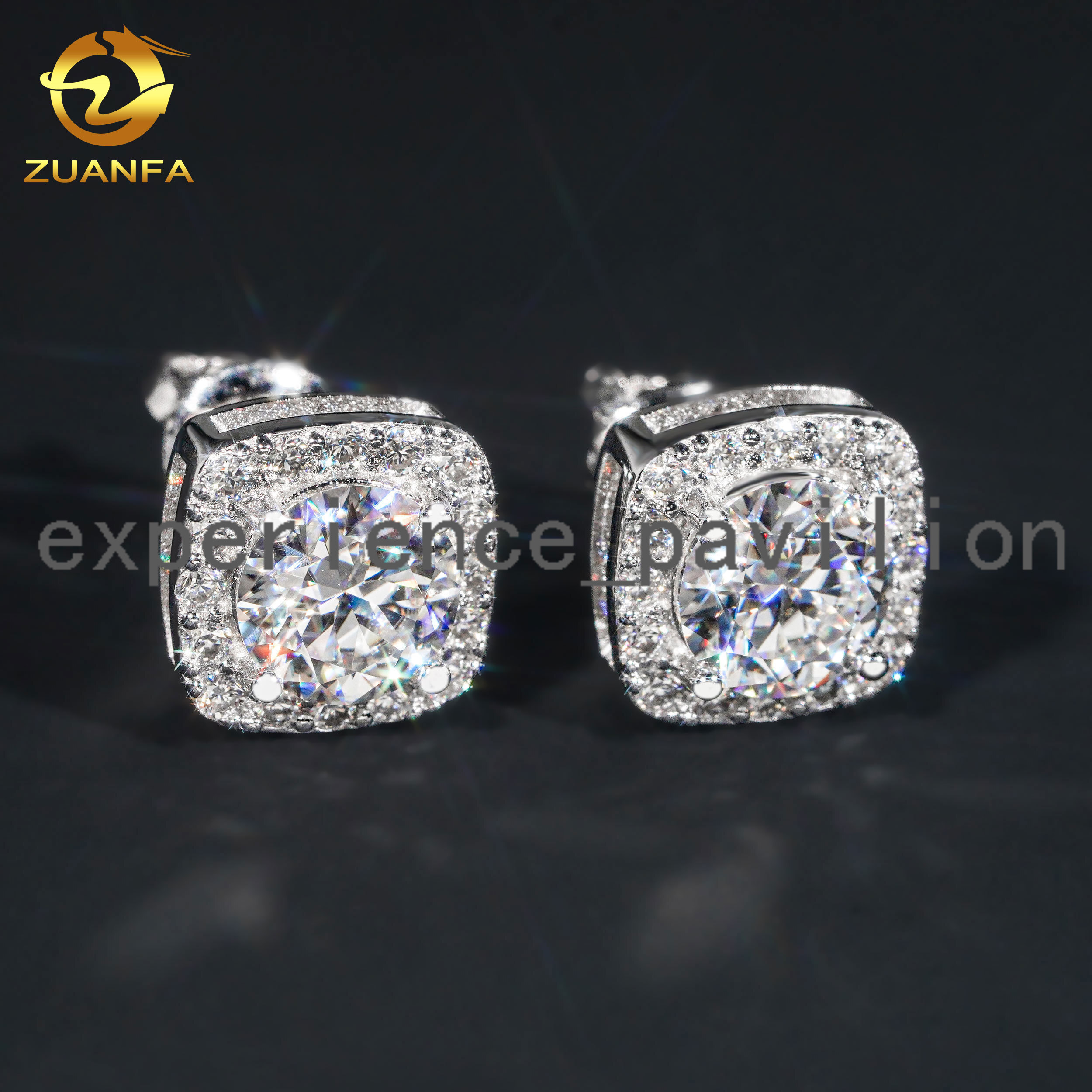 Wholesale Price 5mm-8mm Moissanite Stud Earrings Halo Earrings 925 Sterling Silver Screw Iced Out Hip Hop Earring for Women Men