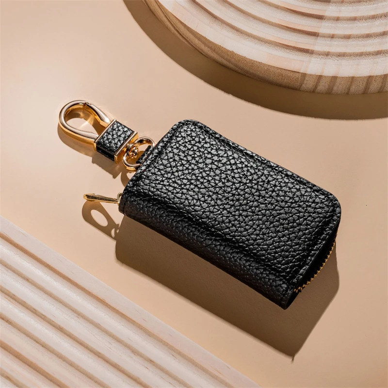 PU Key Pouch Zipper Key Holder Organizer Car Key Bag Wallet Keychain Fashion Simple Key Case Bag Men Women Car Key Protect Cover 250515