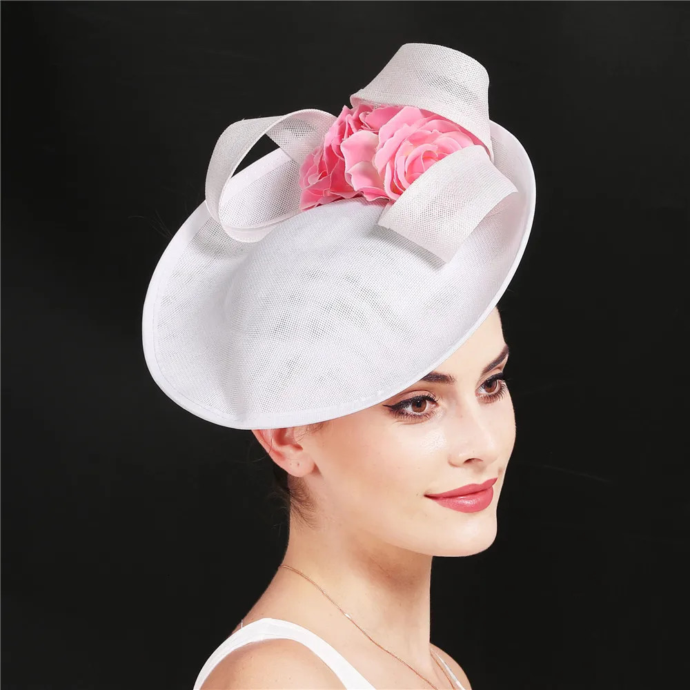Pink Millinery Hats Bride Wedding Mesh Fascinator Hats Chic Hair Clip Ladies Formal Derby Headpiece Women Cocktail Headwear 250514