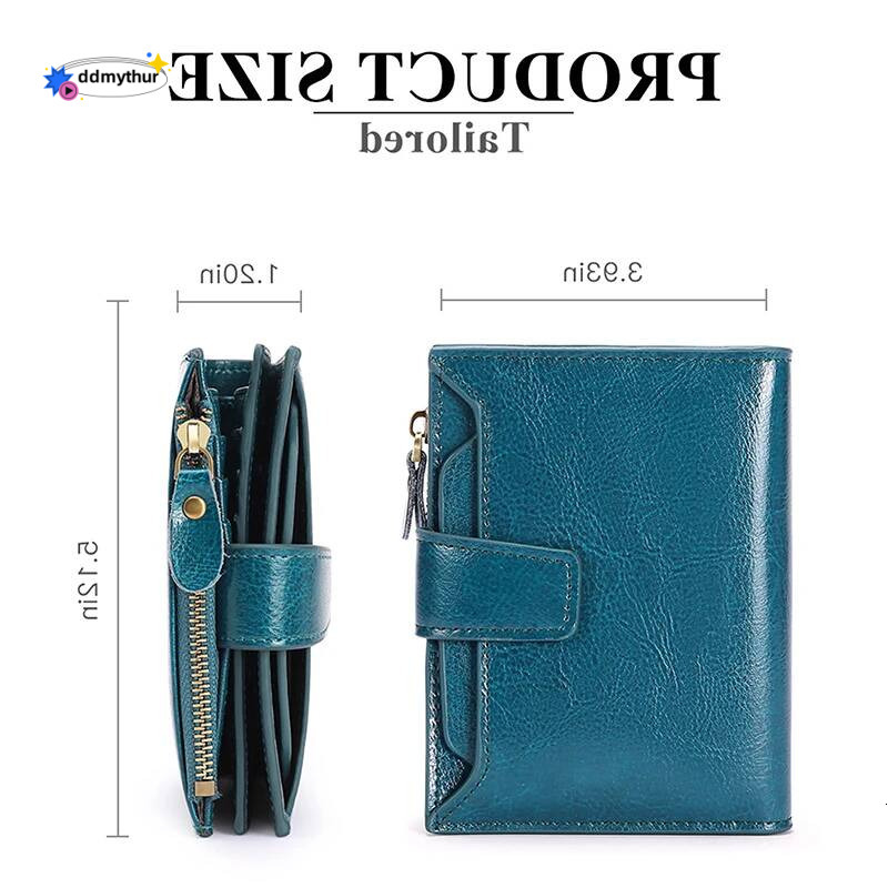 Women's Genuine Leather Short Wallet with Zipper - Kpop Style Coin Pocket & Card Holder, Slim Fashion Purse for Ladies ddmythur