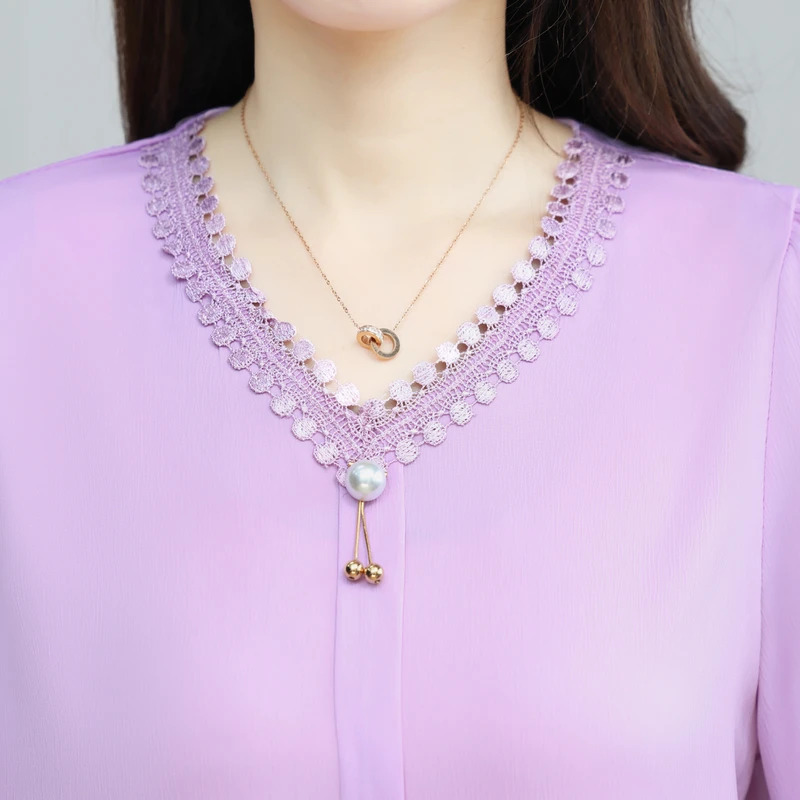 Leisure Solid Color T-shirt With Jewelry Womens Short Sleeved Basic Fashion Street Clothing Summer Plus Size Tops Tops 250514