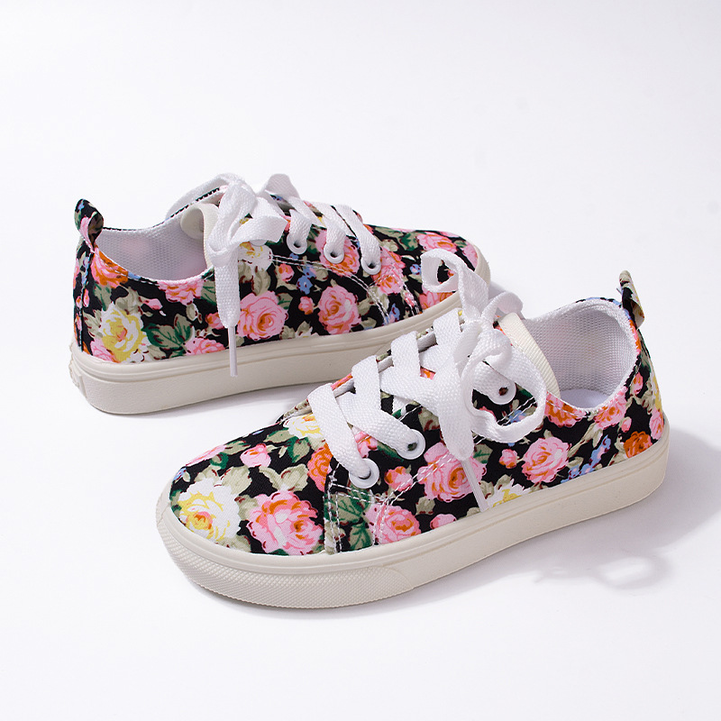 Kids Canvas Shoes Summer New Arrival Girls Boys Youth School Adorable Floral Daily Canvas Shoes Kidsnest Toddlers Casual Cloth Shoes Sizes US10C-5Y K0