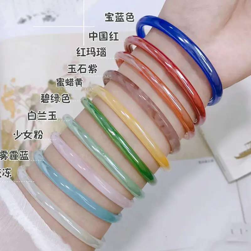 Natural Thin Handcarved Agate Bracelets Glass Bangle Jewelry Jadeite Jade Bangles Bracelet For Women