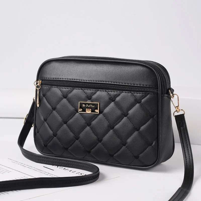 2024 Women's One Shoulder Square Handbag New Cross Border Foreign Trade Lingge PU Crossbody Versatile Small Messenger Bag