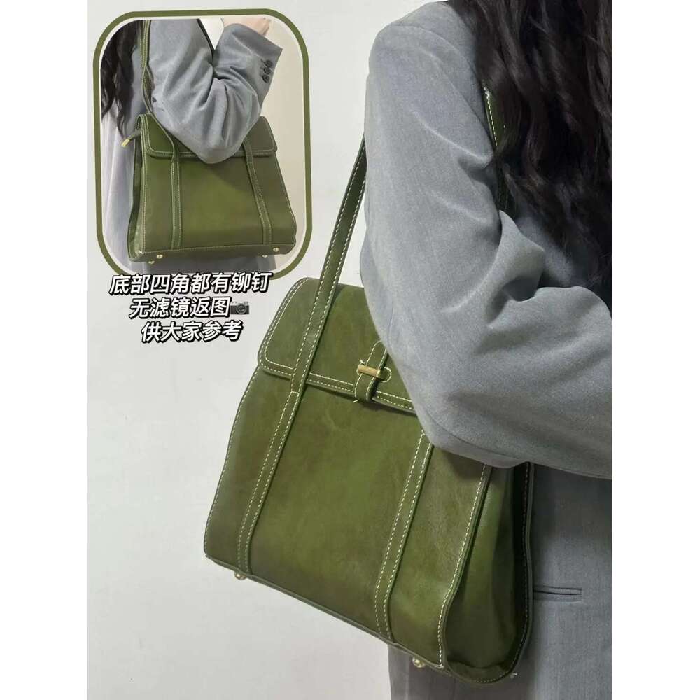 JIAERDI Green Vintage Handbags Women High Street Pu Leather Large Capacity Casual Shoulder Tote Bag Female Y2k Handbag Aesthetic