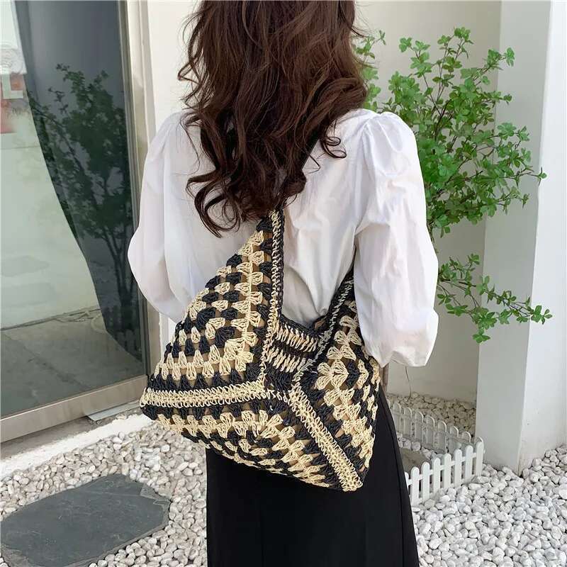 Travel Beach Fishing Net Handbag Shopping Woven Shoulder Bag For Women Girls