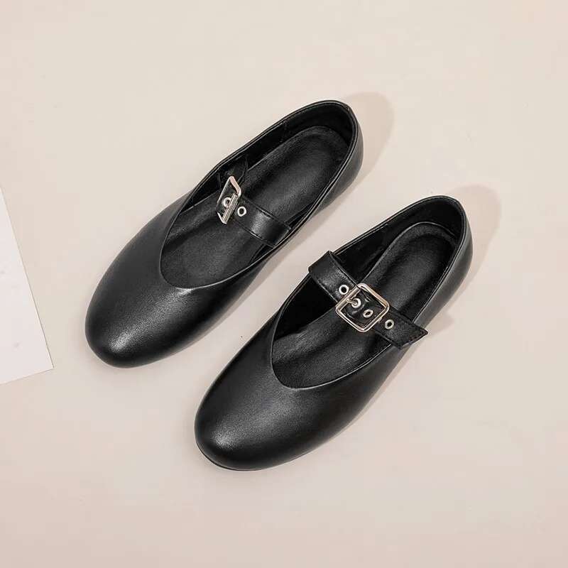 AIYUQI Mary Jane 2025 Autumn Natural Genuine Leather Vintage Pointed Toe Ballet Flat Casual Shoes Women
