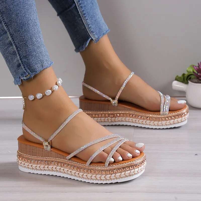 Slippers Gold Platform Shoes for 2025 Low Designer Soft Fabric Rome Slides Women Sandals