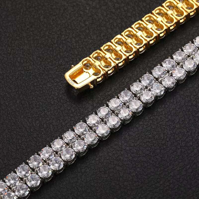 2 Rows 6mm 8mm 10mm Tennis Bracelet Sterling Sier VVS1 D Color Moissanite with GRA Certification