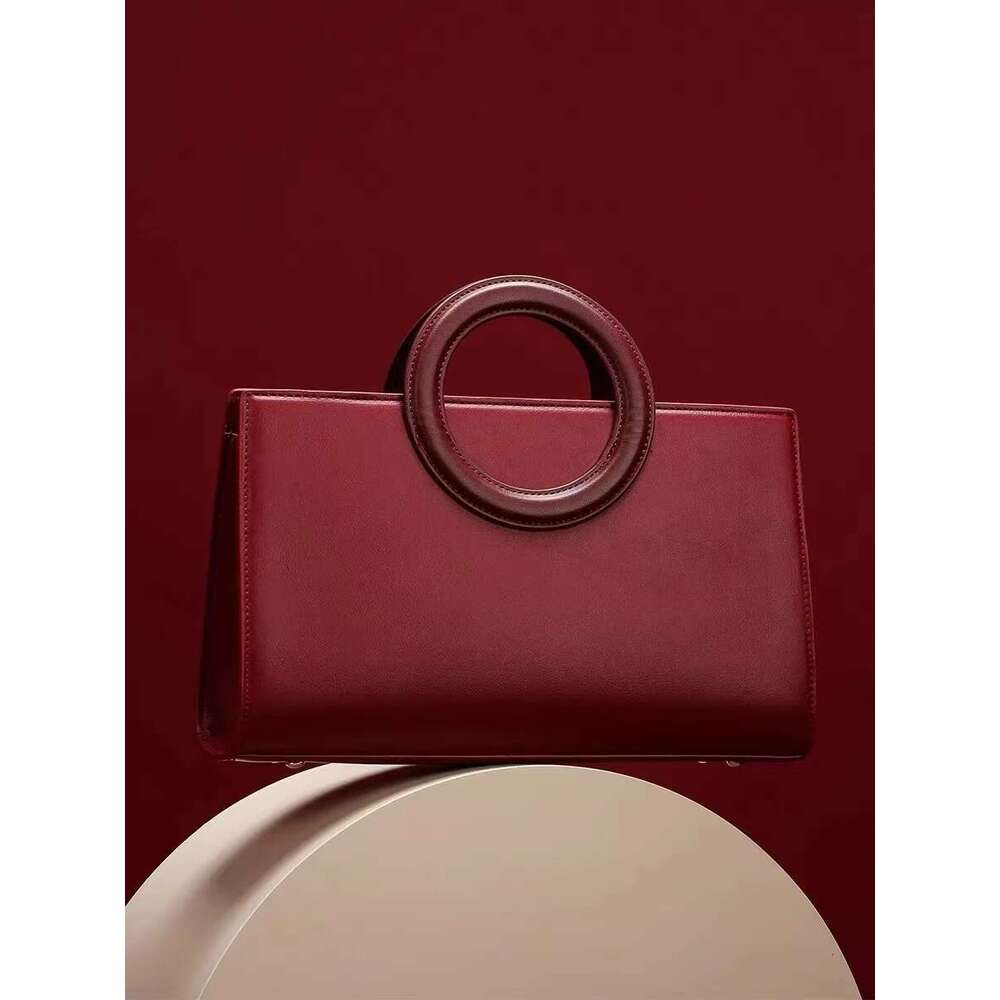 High Quality Textured Leather Sexy Red Color Tote Fashion Women's Handbag Lady Purse Shoulder Messenger Wedding Bag