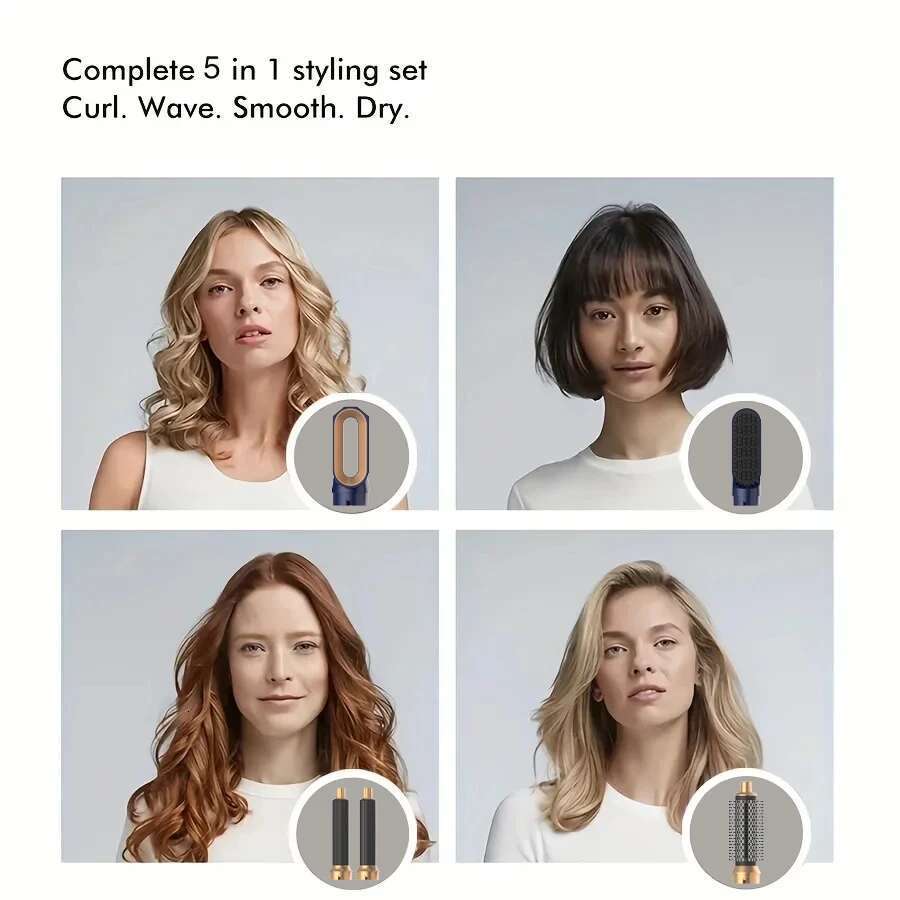 5 in 1 Hot Comb Set Professional Curling Iron Straightener Styling Tool Air wrap Hair Dryer Household