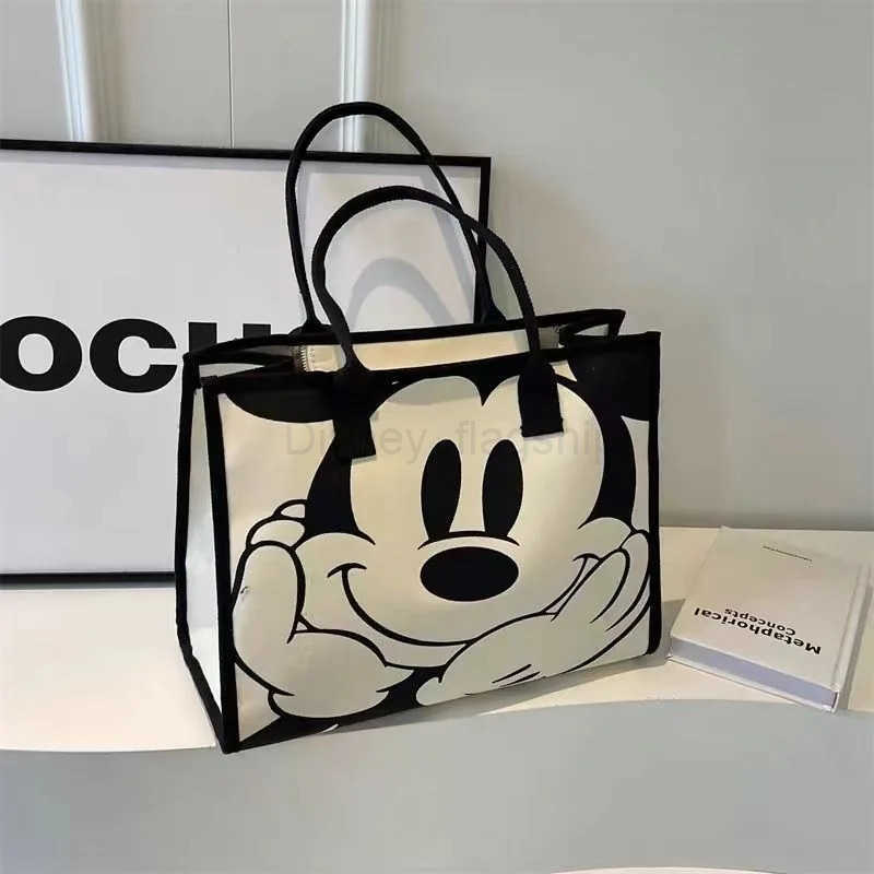 Disneys New Cartoon Mickey Casual Versatile Womens Large-capacity Canvas Bag Fashionable Work Commuter Handbag Bags for WomenXJ250515