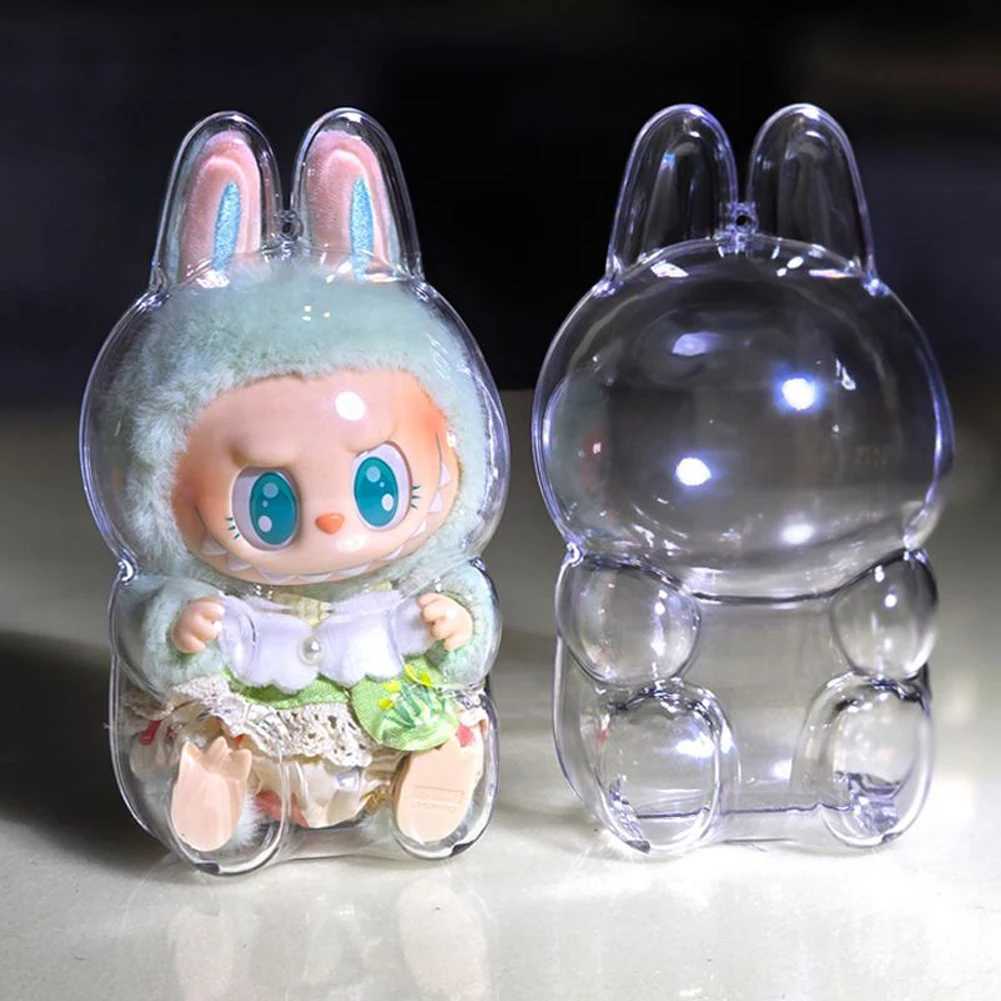 Free shipping For Labubu V1 V2 Transparent Protective Dustproof Hanging Plush Bag Monster Toy Elf Doll Storage Box Display Cover Z250515-1