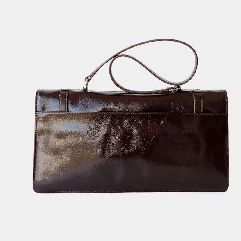 2025 New Fashionable Shoulder Genuine Versatile Postman Organ bag genuine Leather Buckle Bag for Women