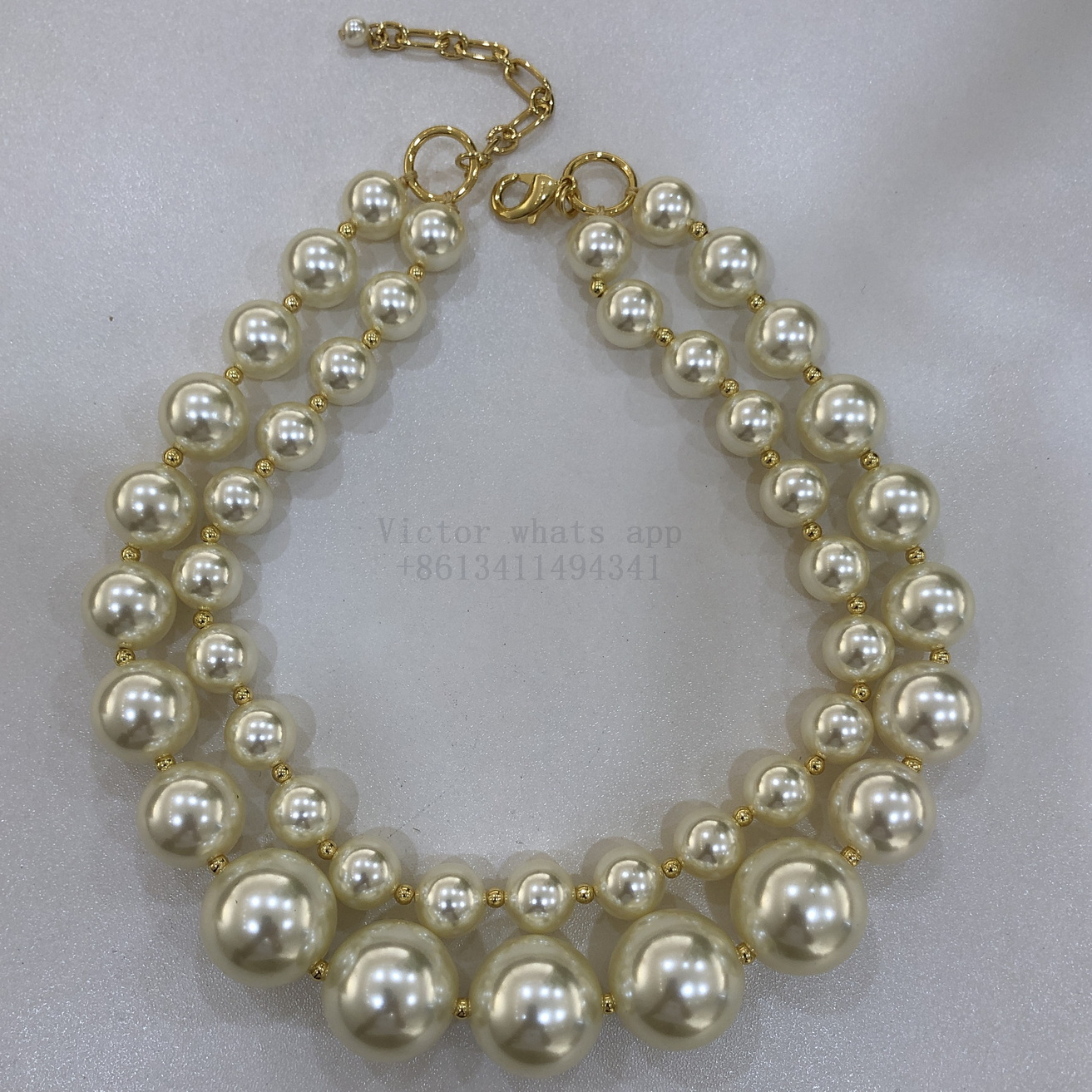 BIG pearl necklace for women double Top quality chain reinforced inner ring length 42+5CM Wholesale price customize You brand Pearl Necklace 004