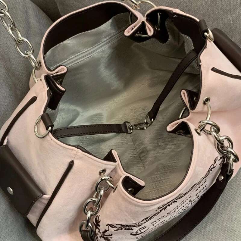 Embroidery Letter Tot Women New In Large Capacity Retro Gothic Handbag Desing Soft Crossbody Bag