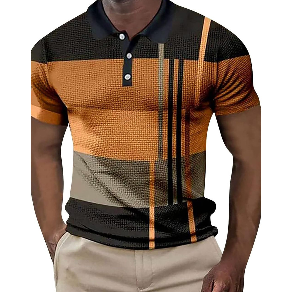 Mens Polo shirt Men's Polo Geometry Turndown 3D Print Golf Button-Down Outdoor Street Short Sleeves Shirt Clothing Polos shirts Fashion Trends