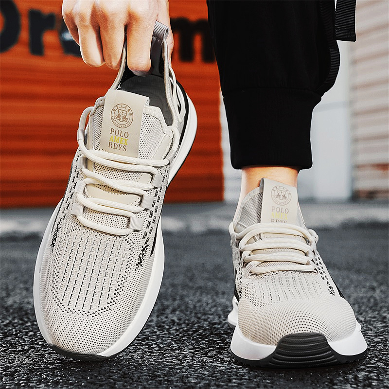 summer breathable thin mesh fly woven men's youth lightweight running sports casual shoes