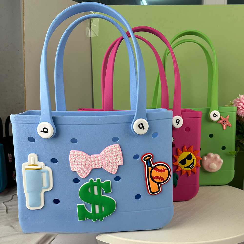 Top quality Brand High Quality Fashionable solid color EVA hole pool DIY beach bag expandable storage portable handbag New Free Delivery Designer Bag