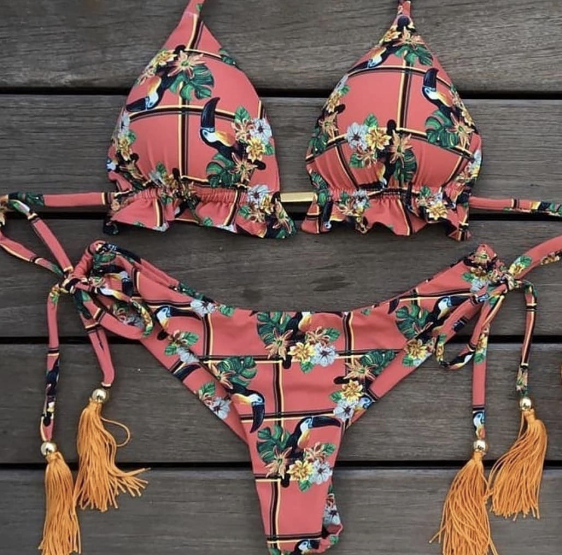 Designer Swimsuit New Women's Brazilian Style Printed Sexy Triangle Bikini 33 Color Summer Suspender Outdoor Beach Outfit Sunny Girl