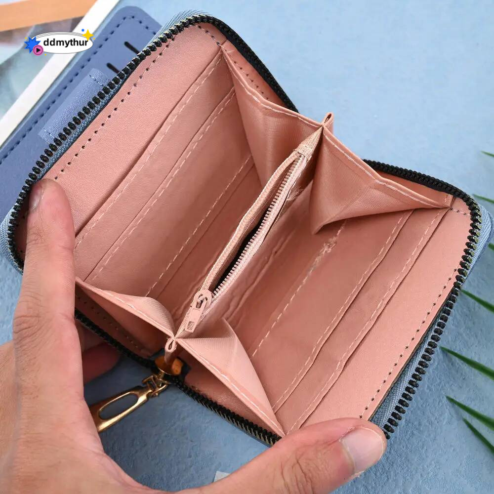 Embroidered Love Heart Fashion Ladies Multifunction Card Holders ID Holder Zipper Snap Short Wallet ddmythur