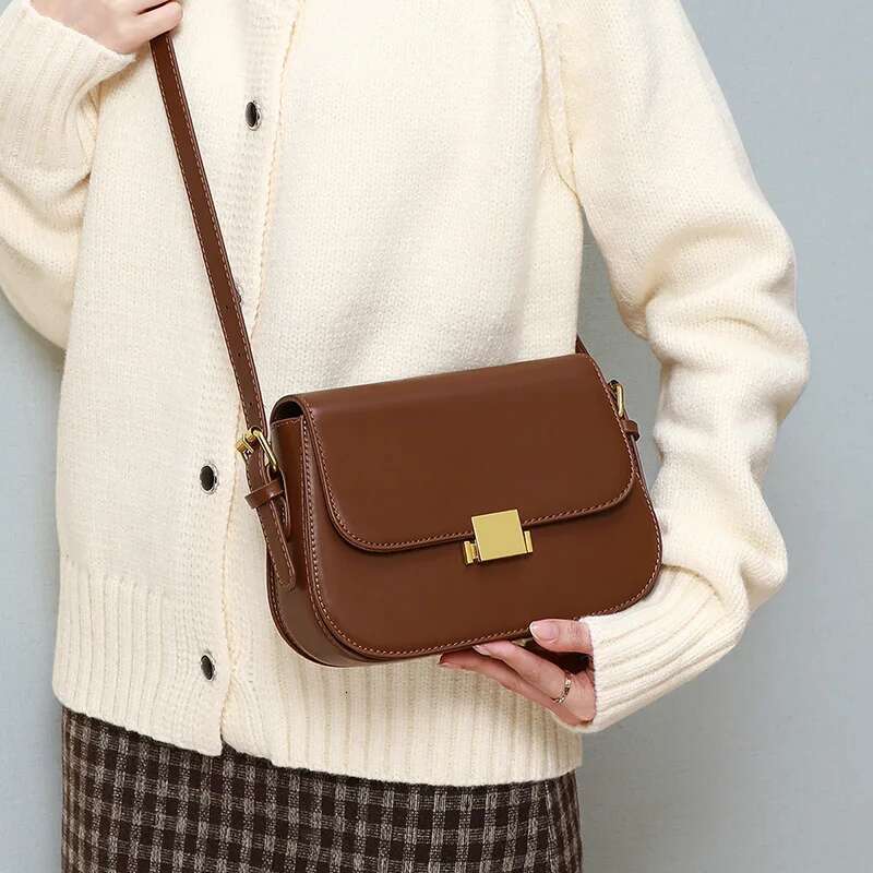New Genuine Leather Women's Crossbody 2025 Fashion Shoulder Korean Style Ladies Underarm Commuter Shopping Bag