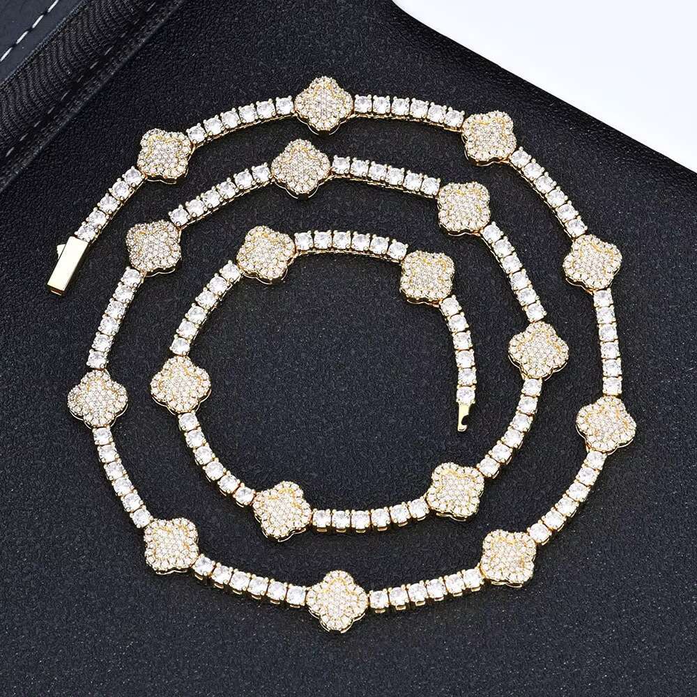 S925 Silver Moissanite Tennis Chain Necklace Cross Border Hip Hop Style Versatile Personality Jewelry
