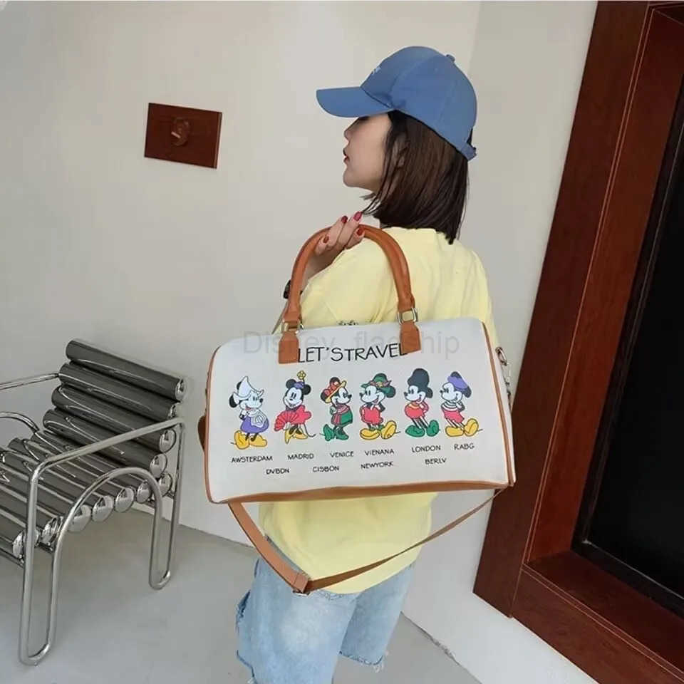 Disney Luxury Brand Travel Bag Mickey Cartoon Luggage Canvas Bag Mommy Bag Large Capacity Handbag Ladies Storage Bag SuitcaseXJ250515