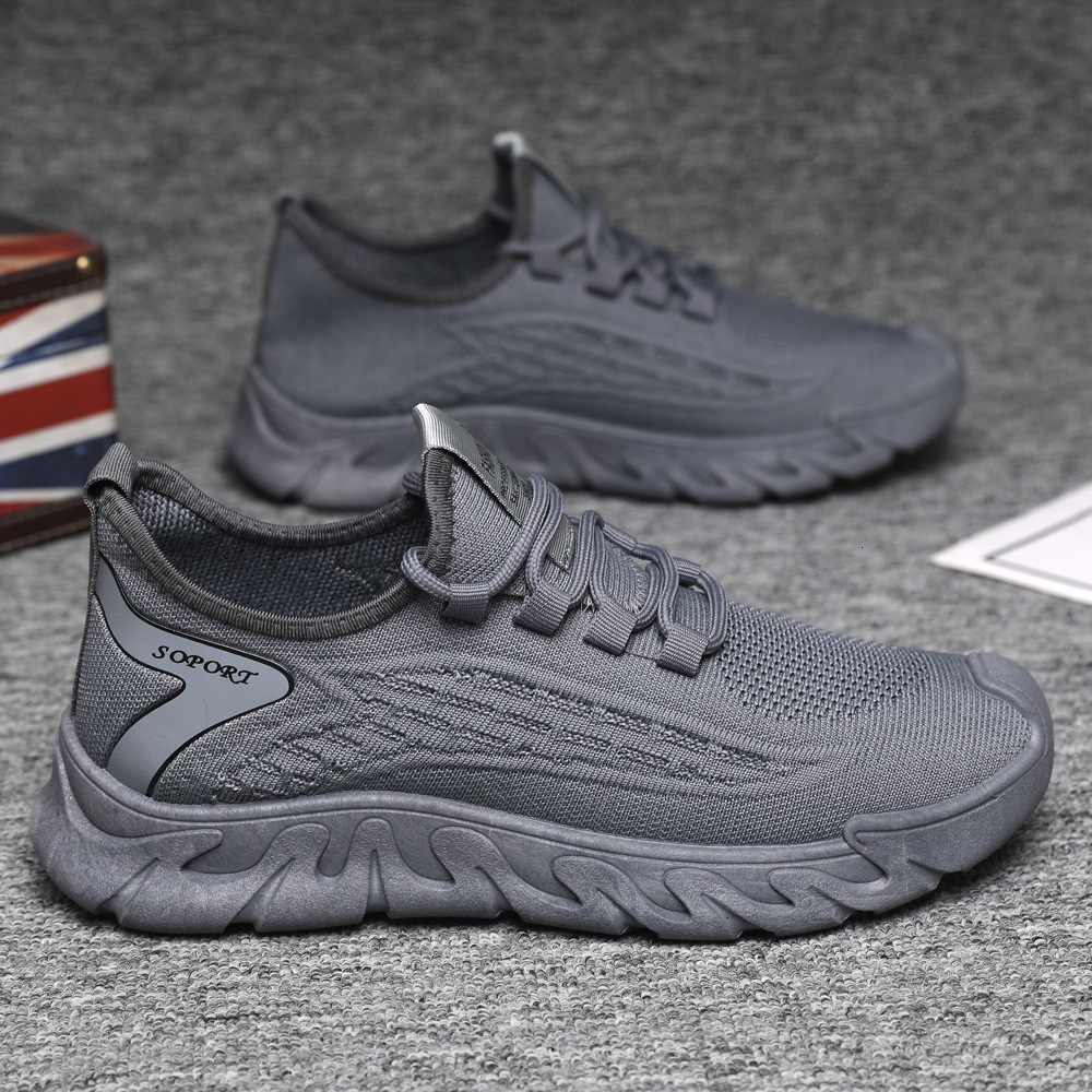 Men's 2025 new low cut soft soled single shoe solid color versatile fly woven mesh casual men's sports shoes