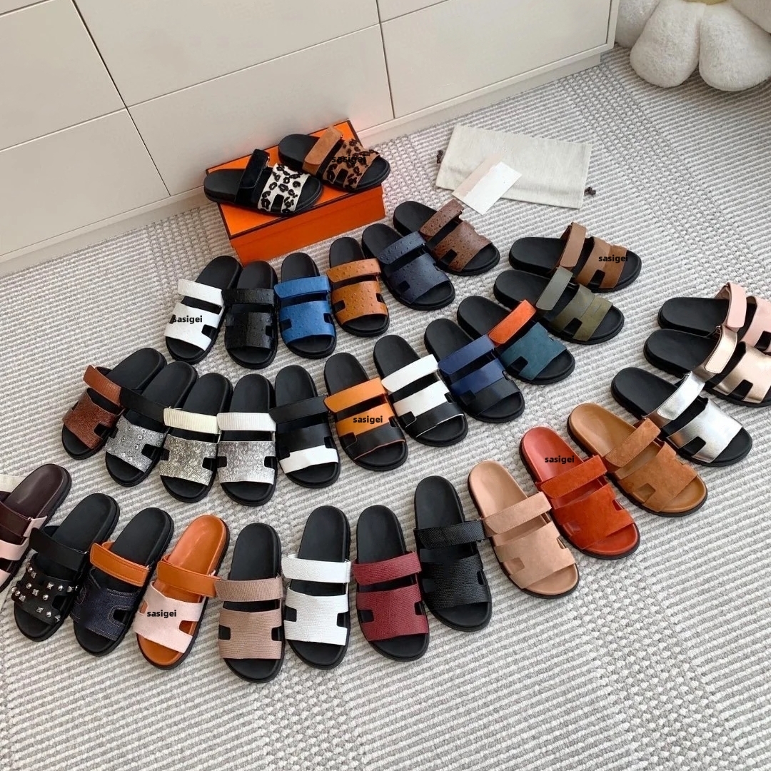 Designer Chypre Sandals Slipper Slippers Sliders Flip Flops Flat Sandal for Beach Comfort Calfskin Womens Mens Leather Natural Suede Goatskin Men Brown Black White