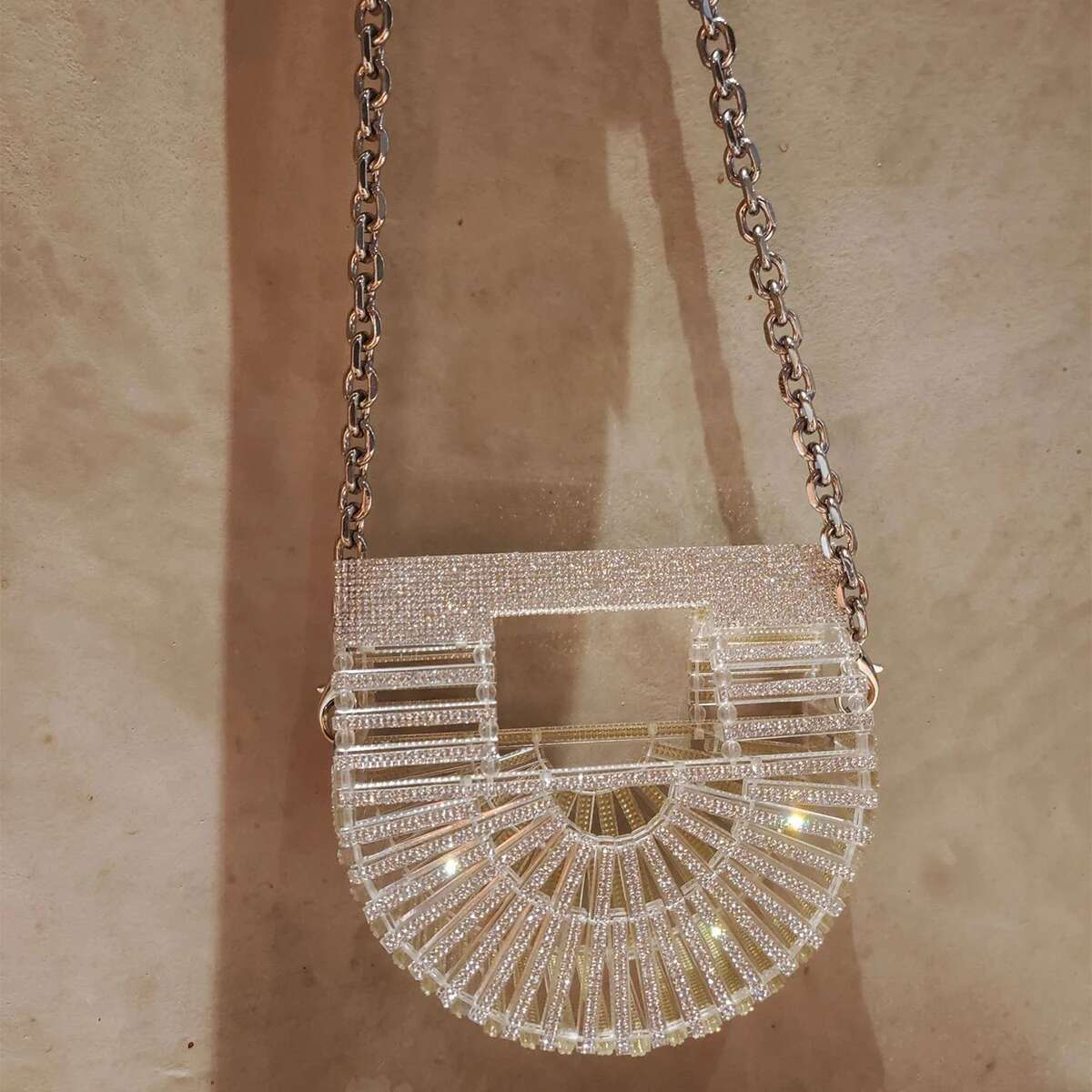 JIOMAY Half Moon Rhinestone Purse Designer Handbags Clutch Evening Mini Basket Bling Tote Bag Crystal Wedding Bags