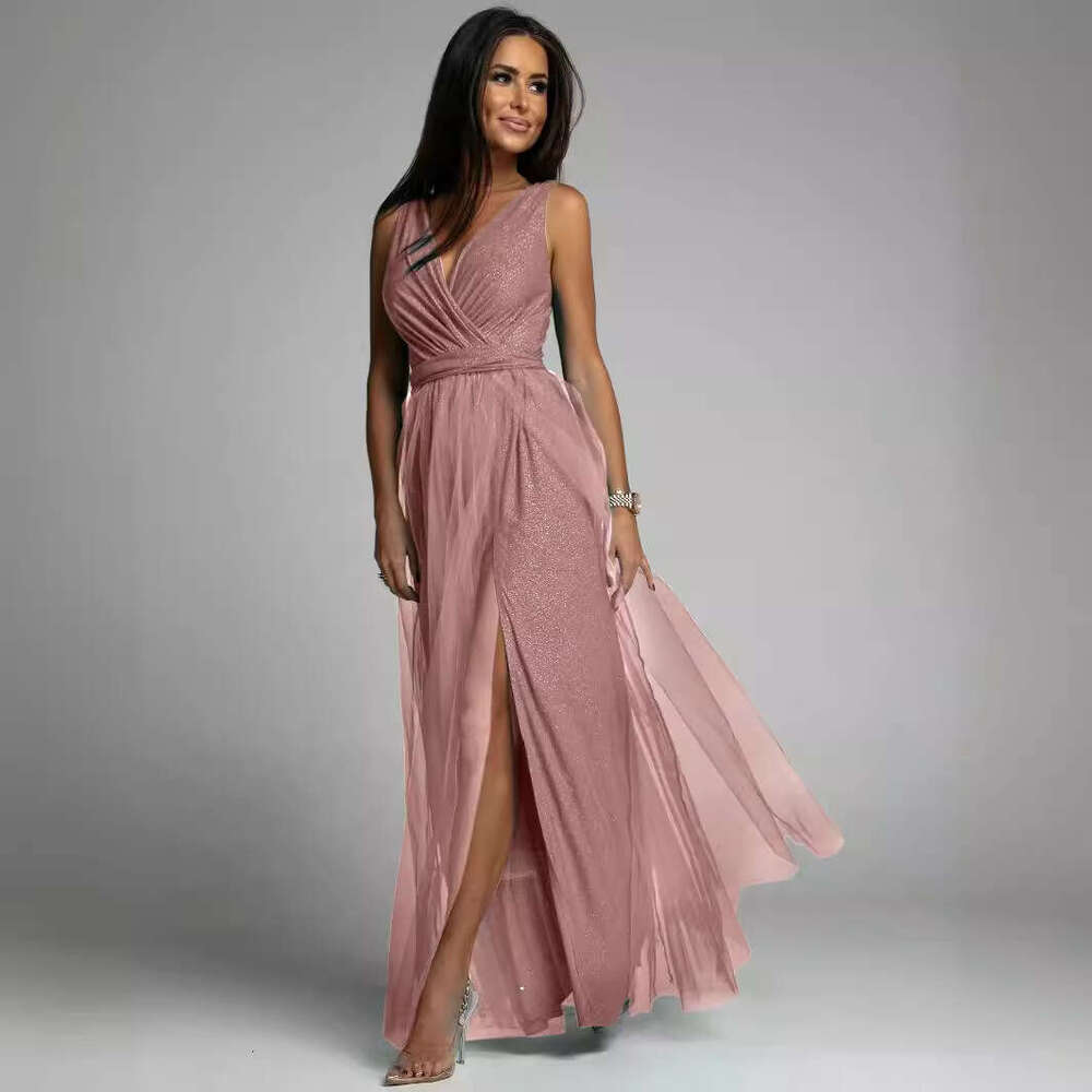 2024 New Maxion Sexy V-neck Waist for Slimming and Opening Up, Sparkling Dress