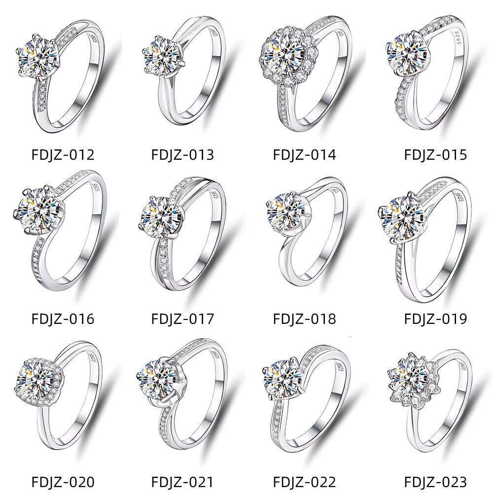 Pure Silver Jewelry VVS1 1Ct Mossanite Four Claw Sugar Laboratory Growth Ring