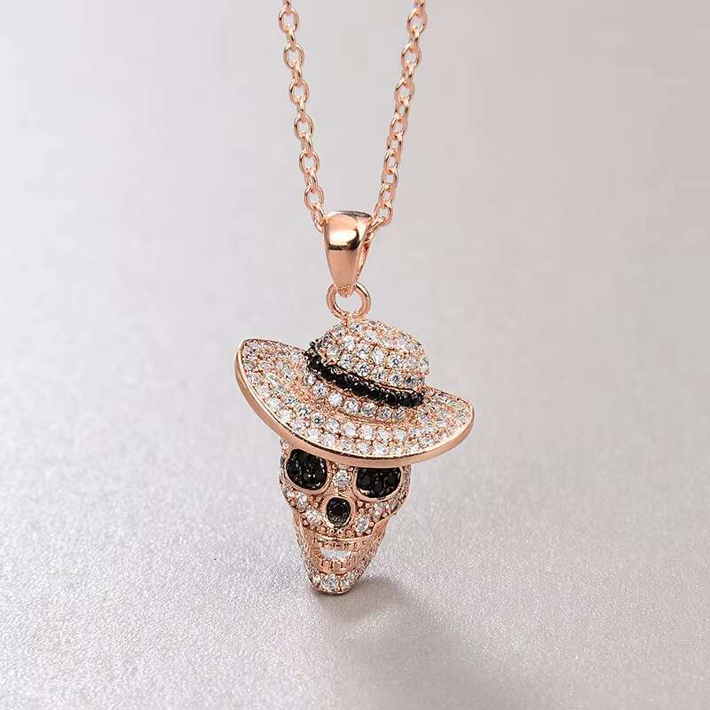HipHop Mens Punk Jewellery Necklace Dia Skull Hat Pendant Necklaces Street Rock Jewelry