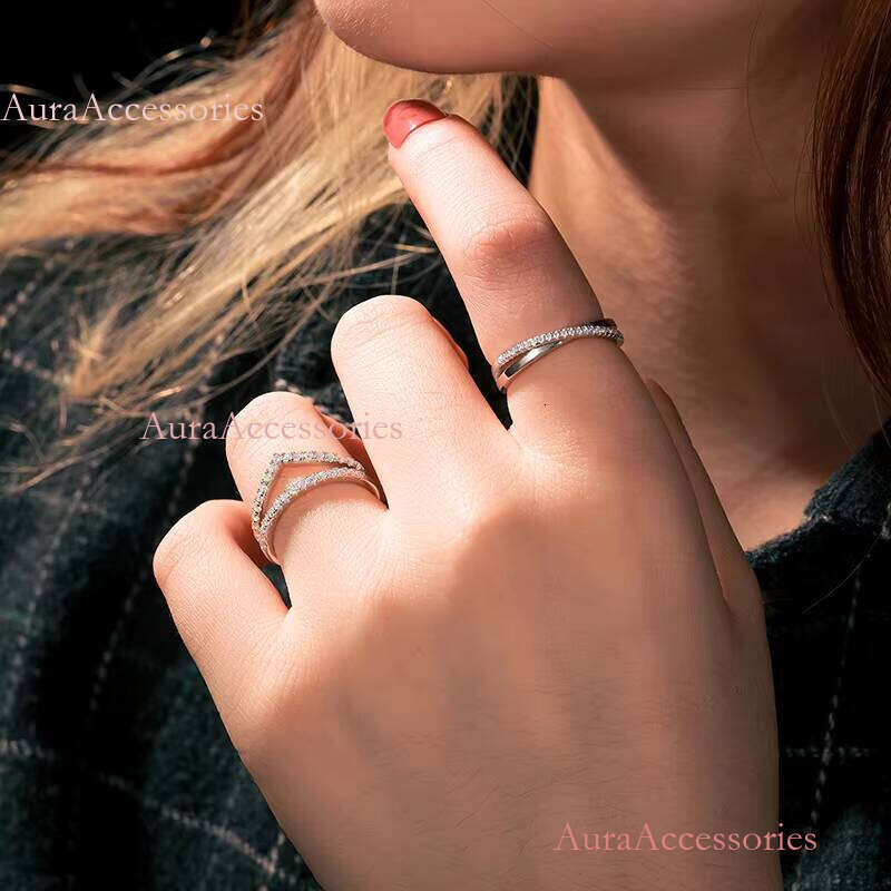 White Gold Plated Sterling Sier VVS Moissanite Dia Engagement Wedding Gift Women Band Ring