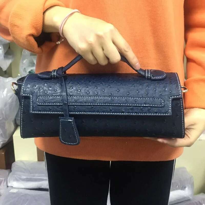 Classic Elegant Ostrich Women Clutch Python Handbags Ladies Fashion Tote Purse Female Messenger Shoulder Bag