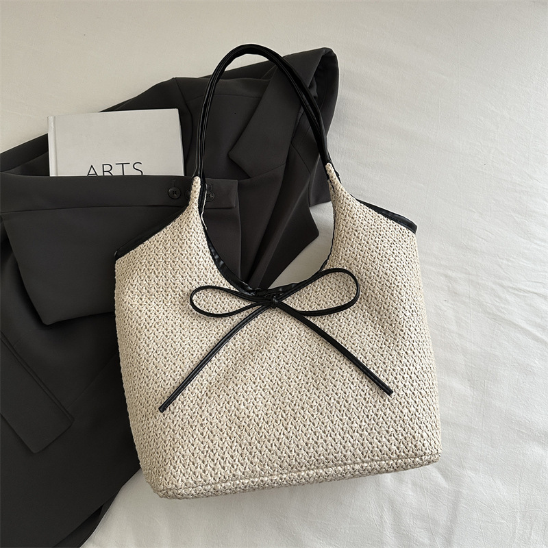 Korean Luxury Bag Niche Highend Handbag For Women's Spring And New Free Delivery Designer Bag Summer 2025 New Style Spliced Woven Commuting Tote 