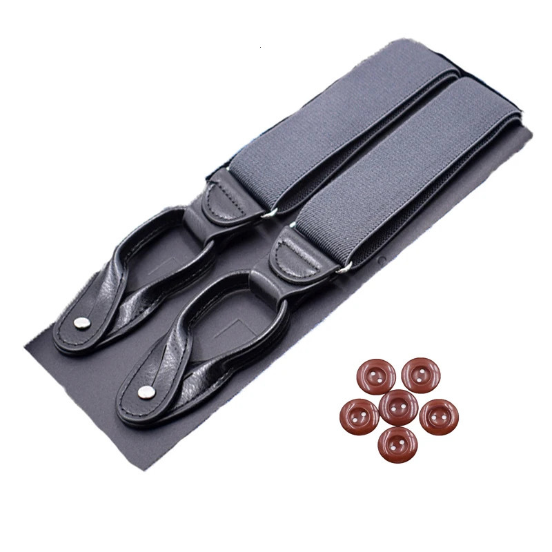 JIERKU Buttons Suspenders Mans Braces Unisex black Leather Suspenders Y-Back Ligas Tirantes 3.5*120cm 8 Colors 250515