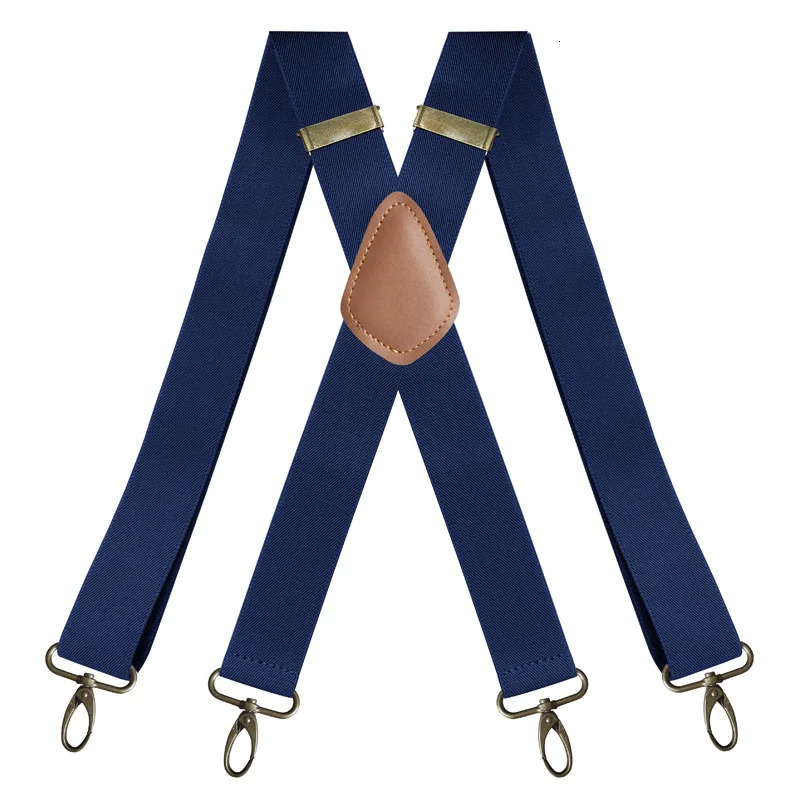 Vintage Suspenders for Men Heavy Duty Big Tall 3.5cm X-Shape 4 Snap Hooks Adjustable Elastic Trouser Braces Wedding Party 250515