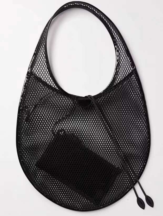 New Product Internet Celebrity Same Style Fashion Versatile Dark Hollow Out Lacquer Leather Design Commuter Mesh Single Shoulder Tote Bag
