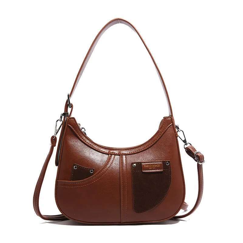 2025'S Hottest: Women's Textured Retro Solid Color Crescent Shaped Shoulder/Underarm Bag Fashion Forward And Ultra - Practical