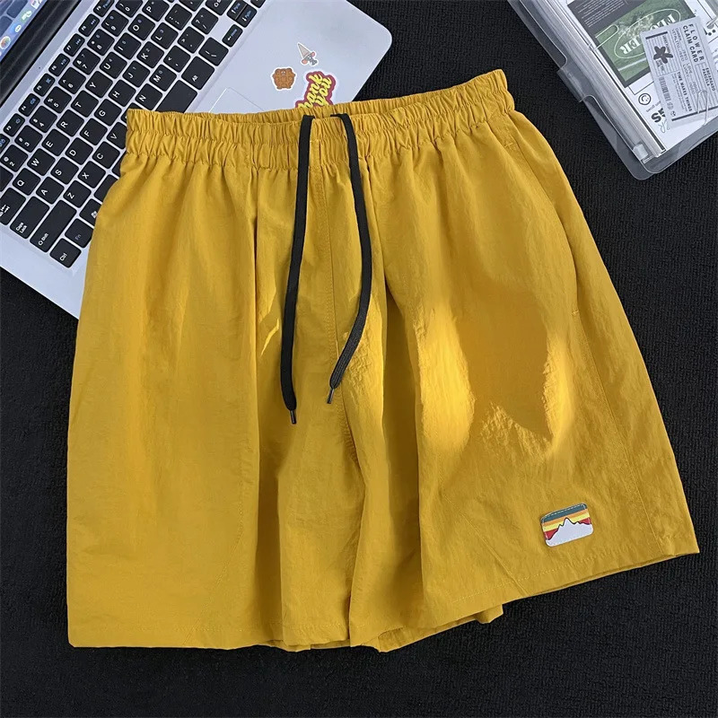 Summer Mens Fashion Thin Solid Color Loose Ice Breathable Beach Pants Comfortable Vacation Sports Casual Daily Five Shorts 250515
