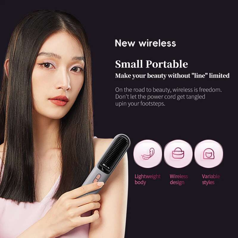 Professional Electrical Brush Portable Wireless Multifunct Hair Straighten for Smooth
