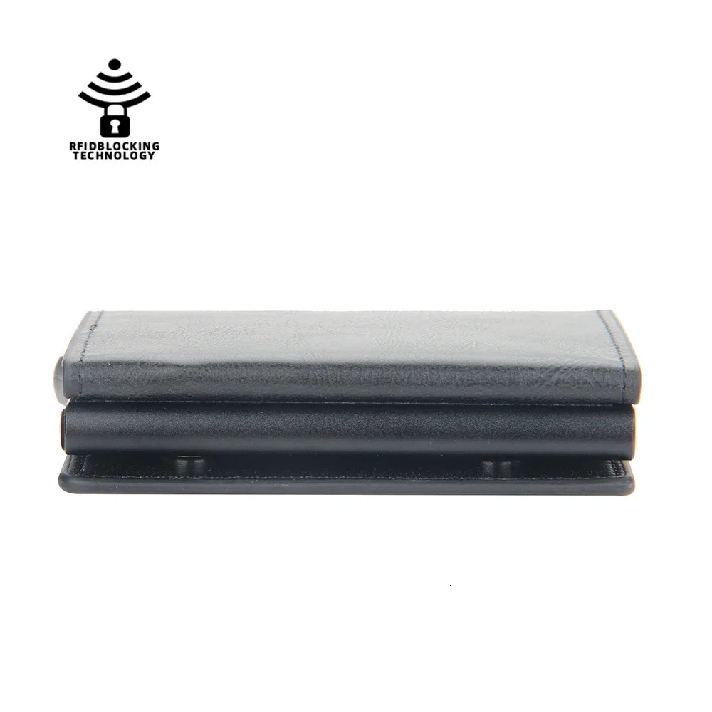 Magnetic RFID Blocking Credit Card Holder Men Wallets Anti Theft Aluminum Metal Pu Leather Small Pop Up Wallet Cardholder Case 250514