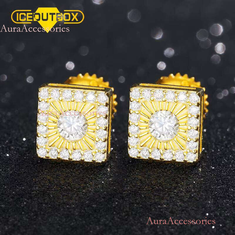 Sterling Sier Yellow Gold One Big Moissanite Dia Hiphop Jewelry 14k Charm Earring Back Findings