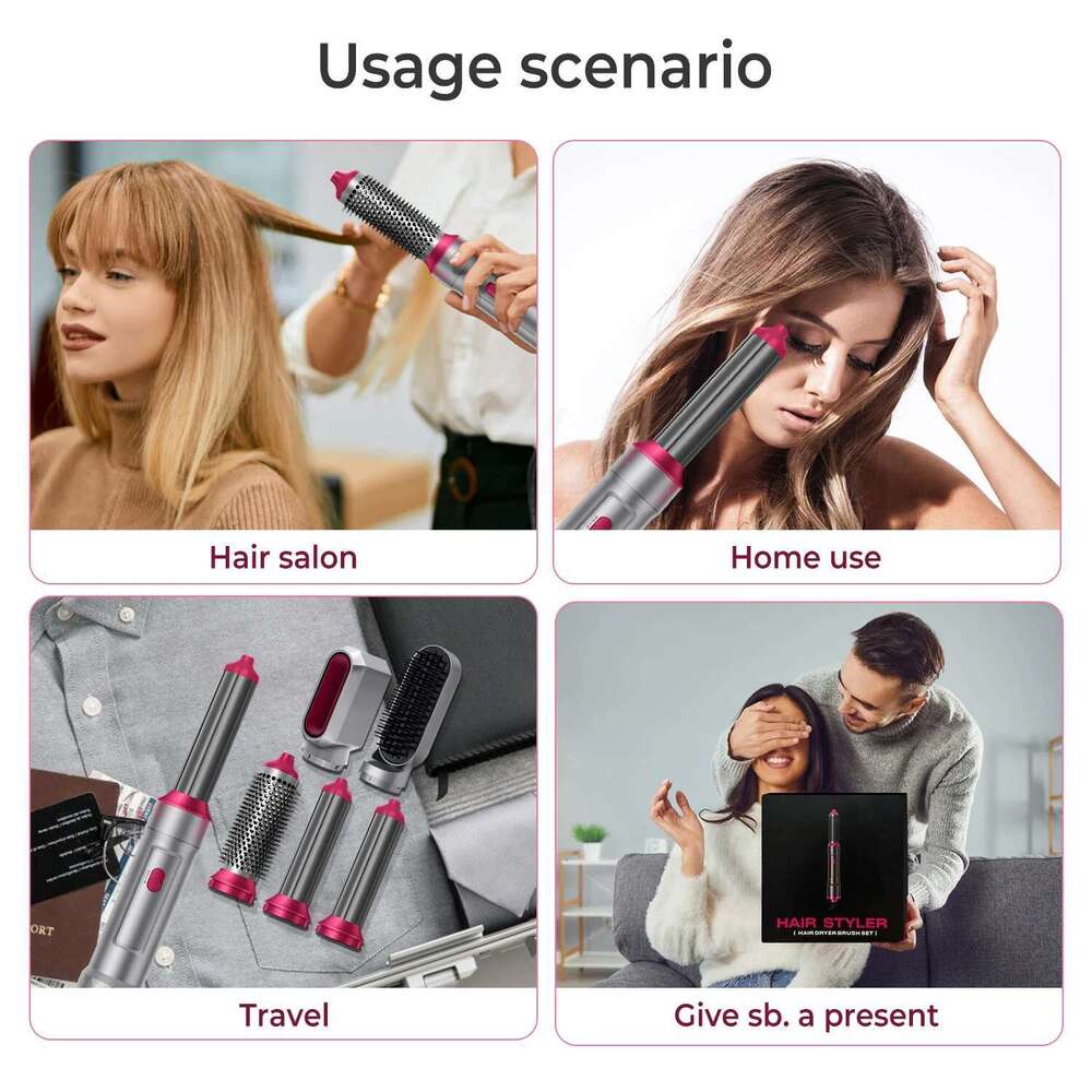 New 5 In1 Dryer Iron Straightener Brush Electric Hairdryer Curling Wand Styling Comb Multi Hair Styler