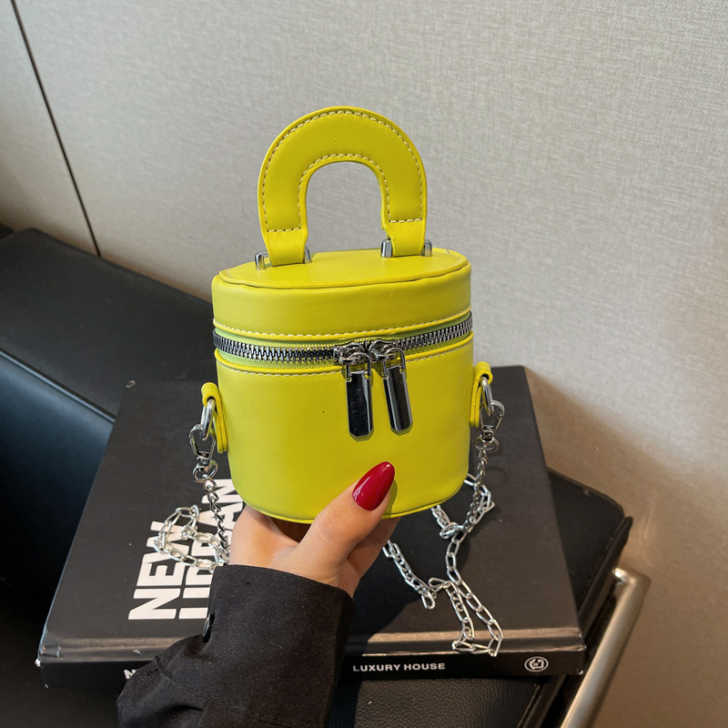 Korean Luxury Bag Version Double Zipper Fashionable Cylindrical Mini Chain Shoulder Crossbody New Free Delivery Designer Bag Women's Bag Simple A