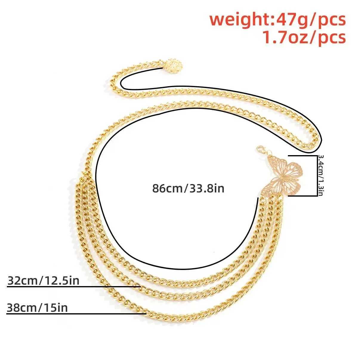 2025Summer Versatile Body Chain Hip Hop Retro Tassel Chain Waist Chain Female Creative Hollow Butterfly Flower Plate Body Chain Y250515