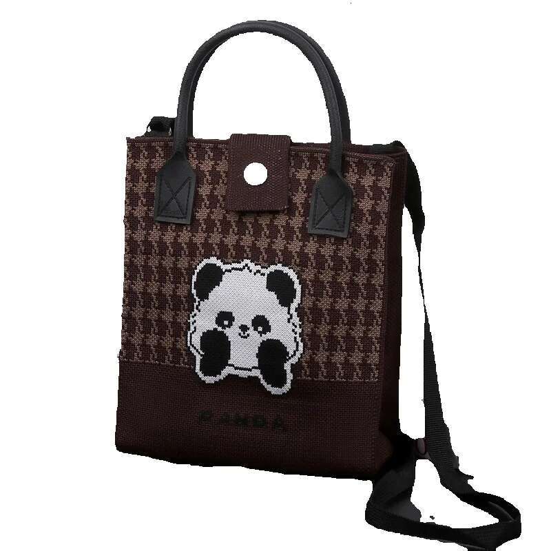 High quality casual soft rubber handle cute panda Chinese style fashionable handbag multifunctional, can be hung on a large tote bag, brand new free d