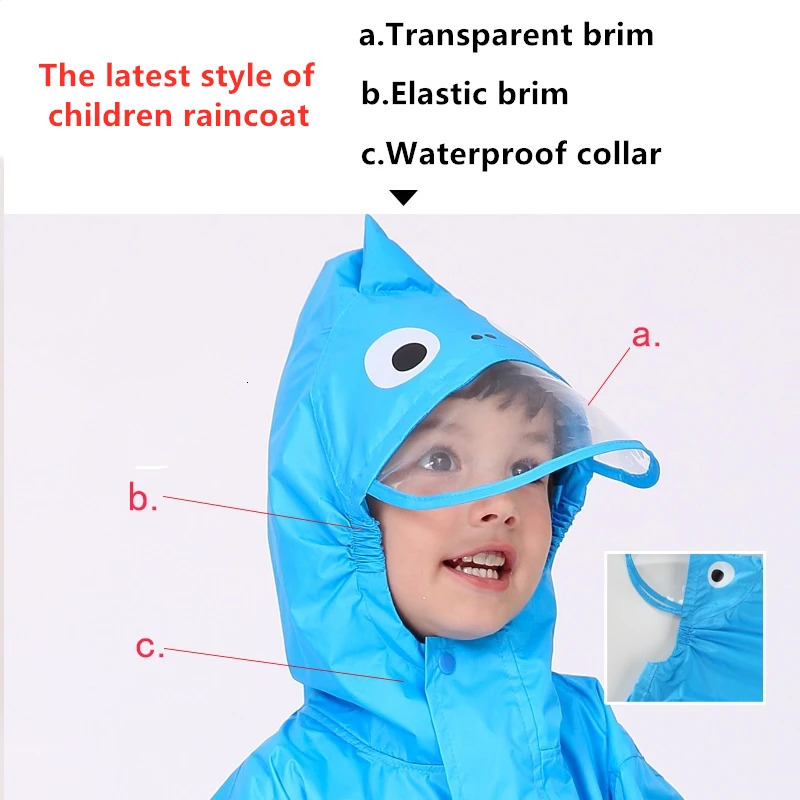 Kids Rain Suit with Hood Waterproof Jumpsuits Baby Cartoon Animals One Piece Raincoat Children Boys Girls Rainwear 1-12 Years 250515